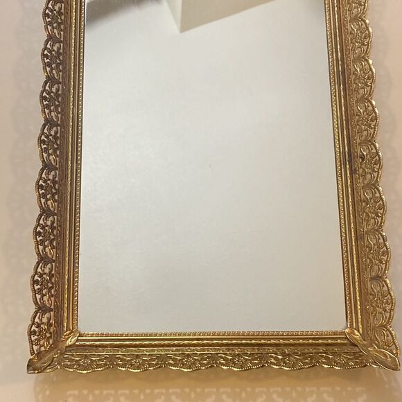 Antique Oval Filigree Mirror Tray - Picture 7 of 12